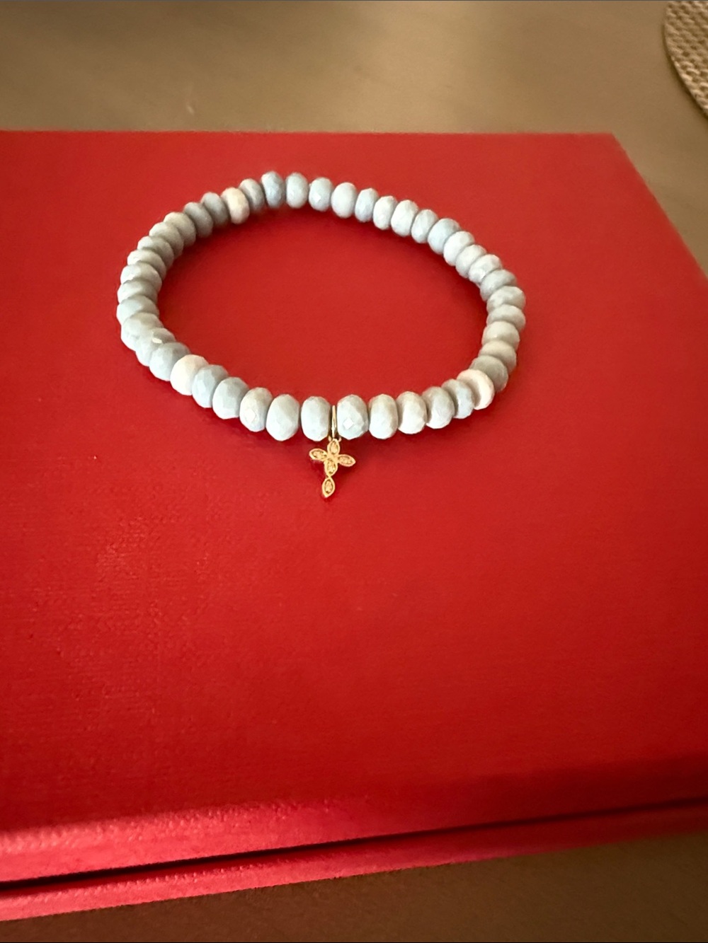 Sydney Evan, gold and diamond marquis cross on African opal